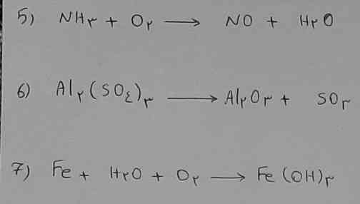سلام؛معادله های شیمیایی که فرستادم رو موازنه کنید.