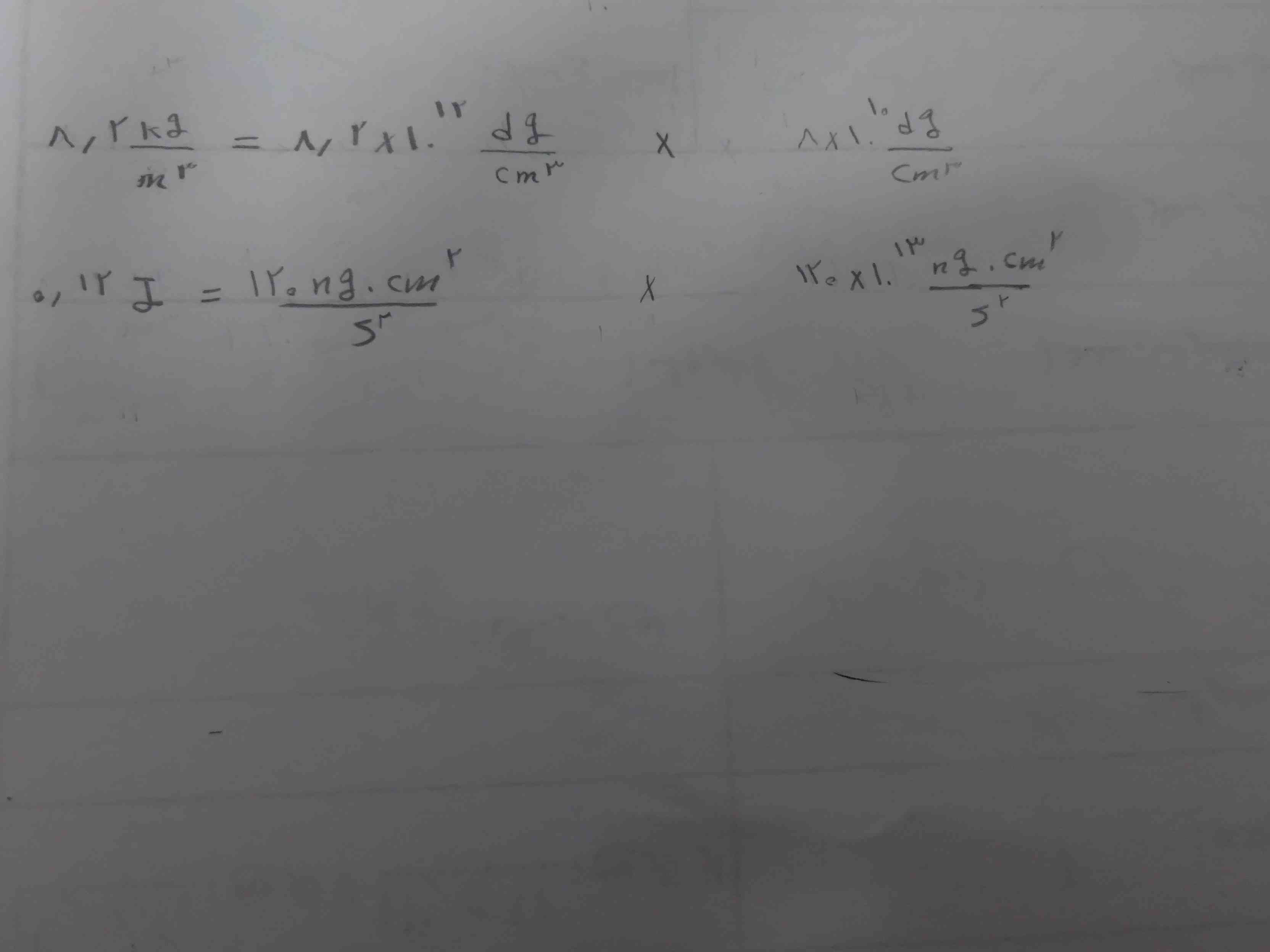 8/2kg/m³ به dg/cm³ میشه ۸×۱۰¹⁰
۰/۱۲j به ng.cm² میشه 120×۱۰¹³
اگر اشتباه درآوردم میشه با راه حل جواب تون بفرستین 