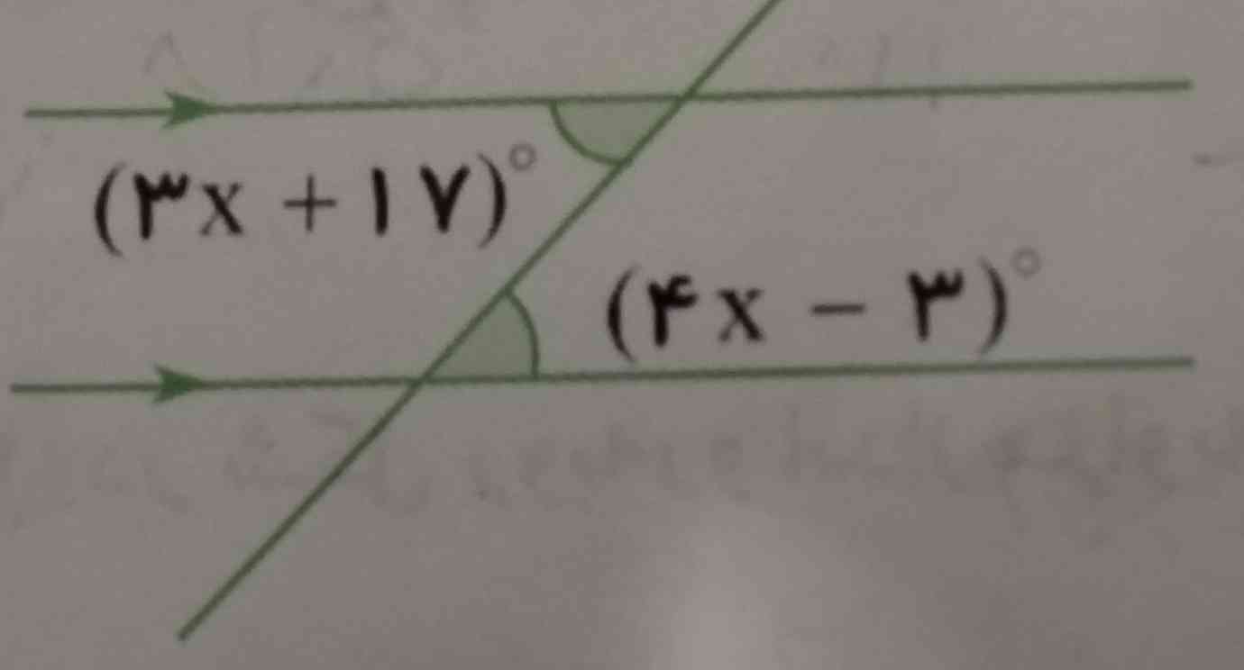 با تشکیل معادله اندازه زاویه x را پیدا کنید