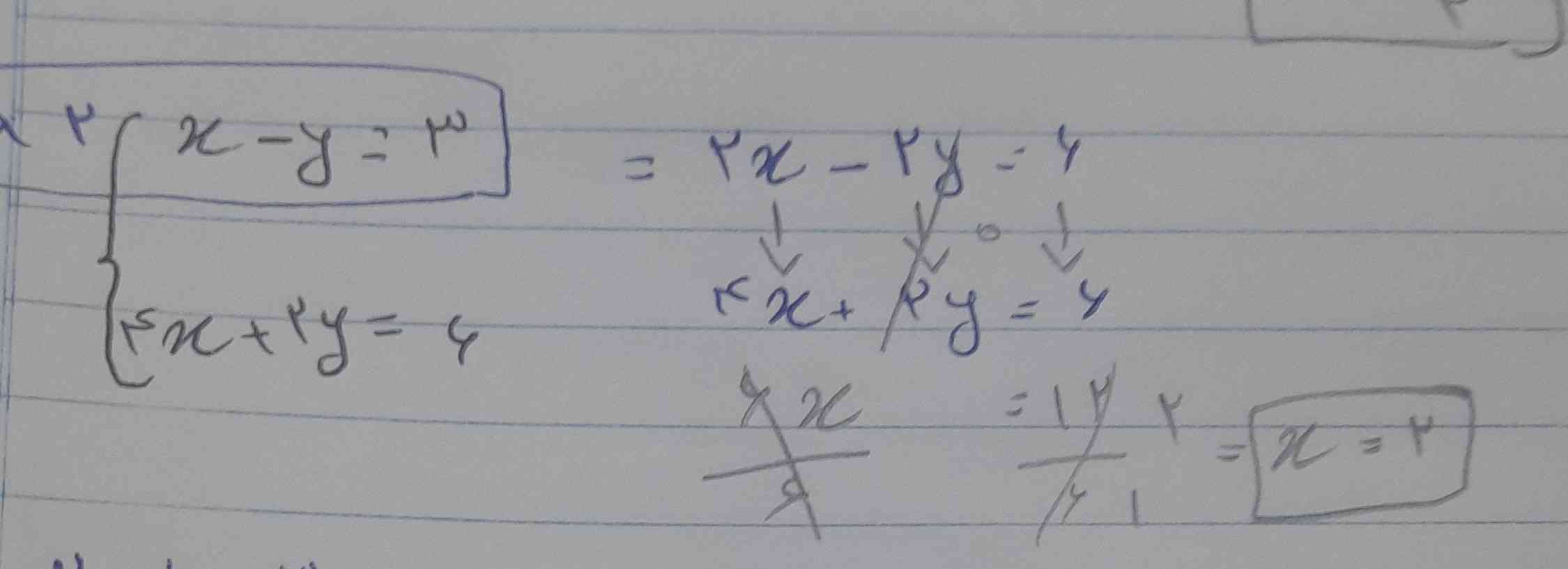 بچه ها یه سوال داشتم اینجا وقتی x رو به دست آوردیم مثلا توی اون بالایی اگ خواستم جای گذاری کنم توی قسمتی که ۲ رو ضربش کردم جواب بدست اومد جای گذاری کنم 2x-2y=6 یا توی همون قسمت اولشx-y=3