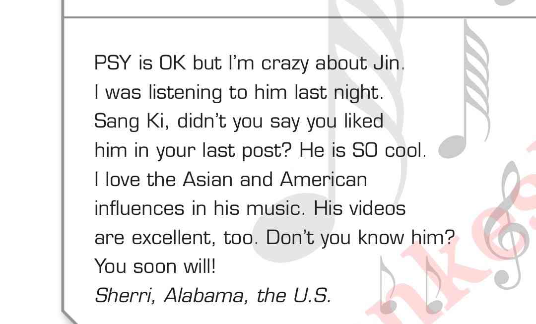 بچه ها برای این متن سوال گفته بعد جوابش اونجا که نوشته Asian and American میشه ولی نمی دانم تو جواب سوال چی بنویسم  میشه کمک کنید
سوالش اینه 
What are the main influences in Jin’s music?