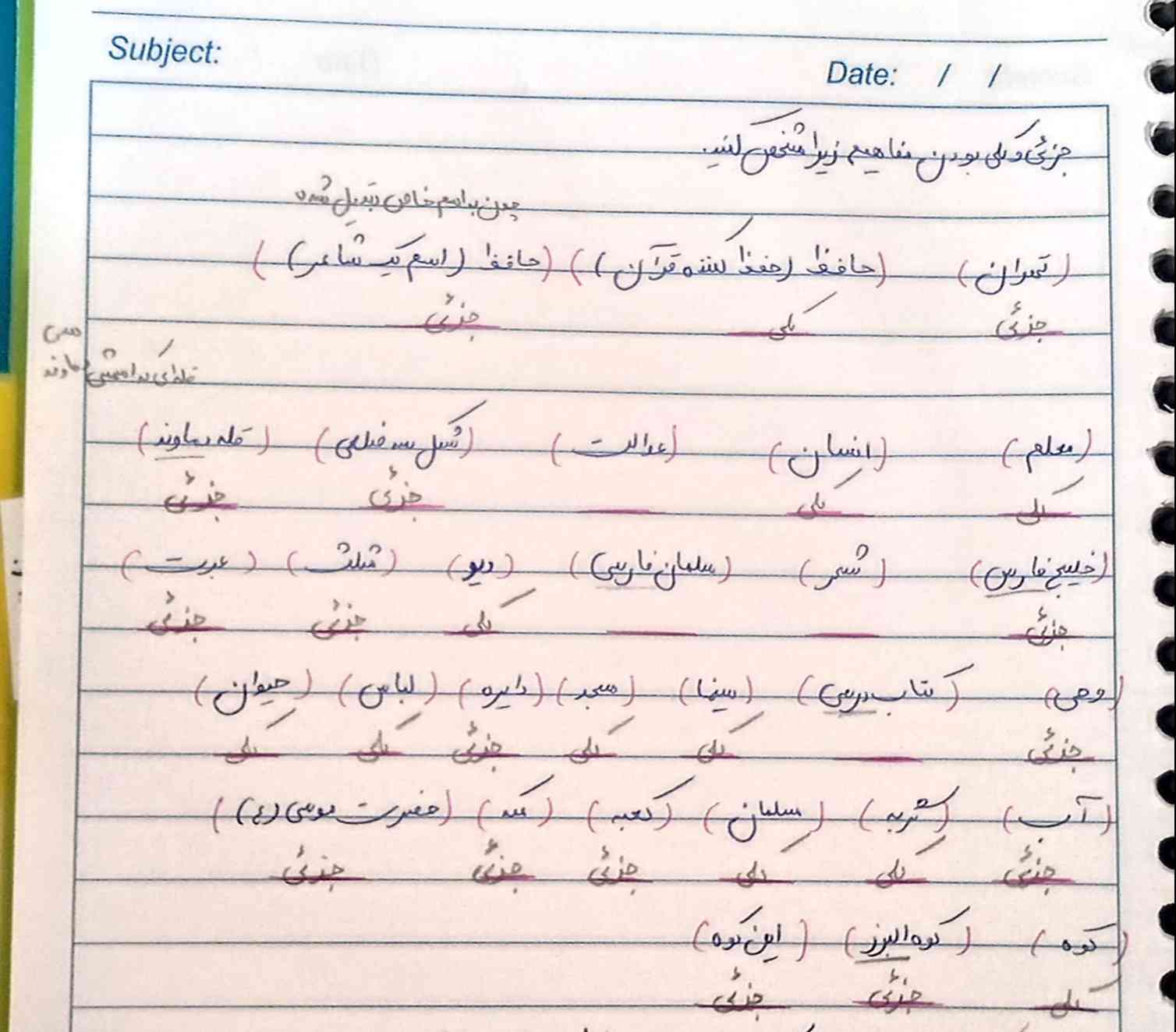 سلام میشه اینارو چک کنید و بگید درسته یا نه و کلمه هوایی که جواب ندادم جواب بدین و دلیل بیارین براشون ممنون 