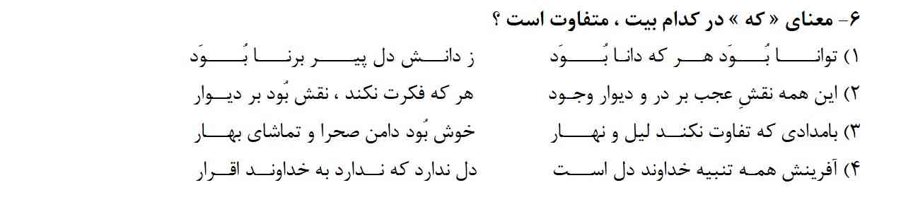 در گزینه 1 و 2 به نظر من به معنای کسی که هست در گزینه سوم هم به معنای زمانی که یا وقتی که هست ولی گزینه چهارم اشتباهه از نظر من چون حرف ربطه 