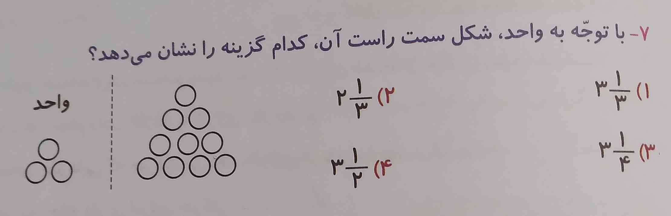 با توجه به واحد شکل سمت راست آن کدام گزینه را نشان می دهد؟ 