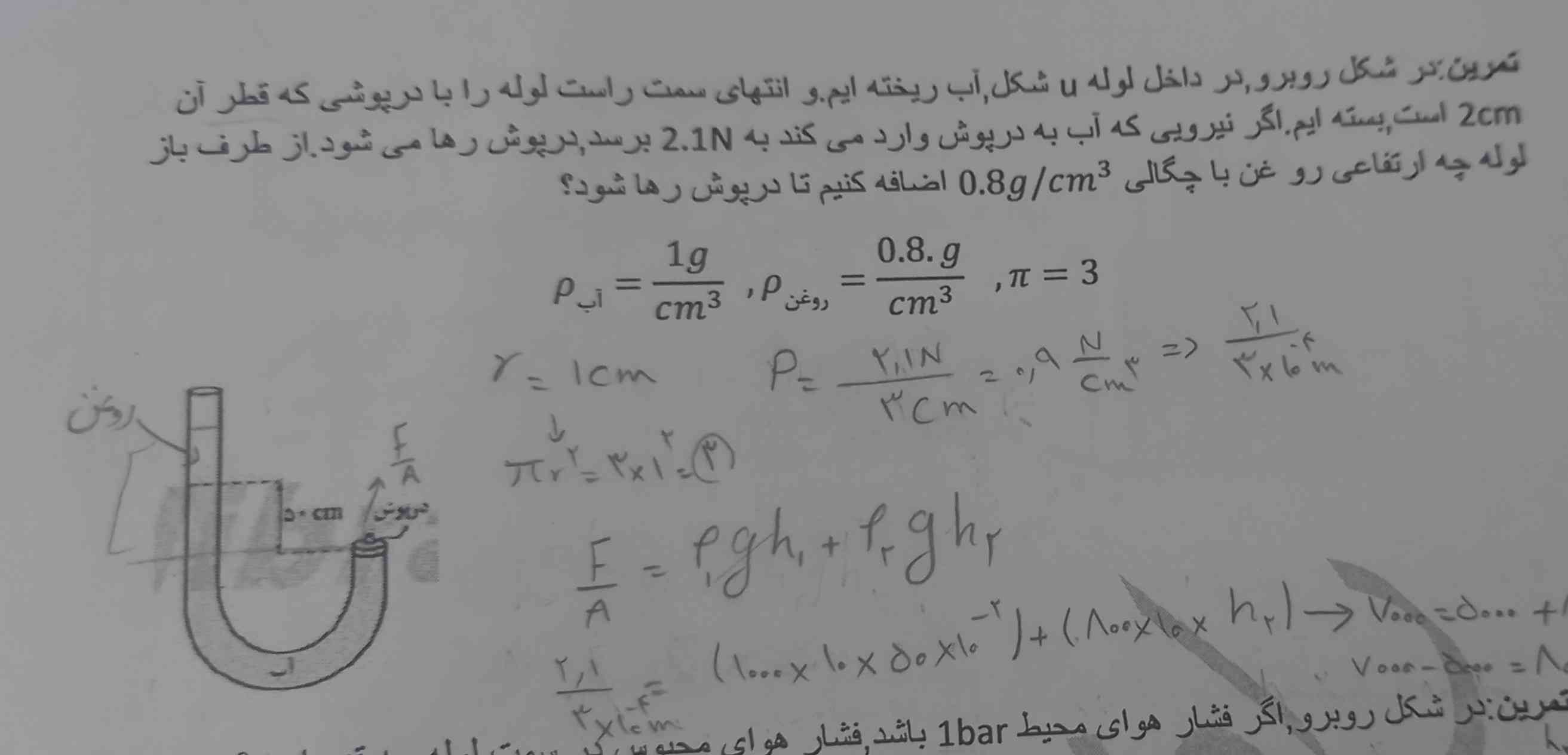 بچه ها یه سواللل
چرا اینجا فشار هوایی ک بر روغن وارد میشه هم حساب نشده؟؟؟ 
تاج میدمممم