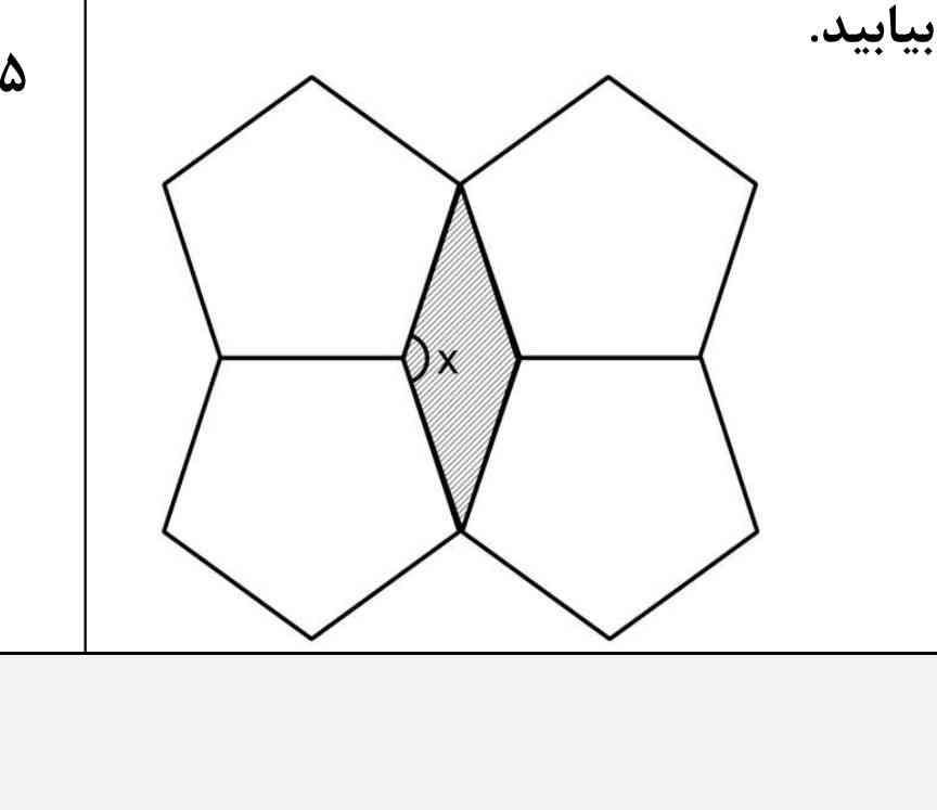 در شکل زیر پنج ضلعی‌های منتظم هستند در کاشی زیر مقدار ایکس را بیابید