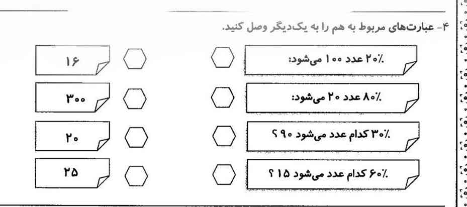 عبارت‌های مربوط به هم را به یکدیگر وصل کنید