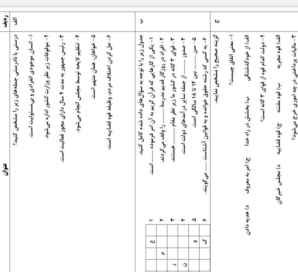 درستی نادرستی رو بگید ممنون میشم