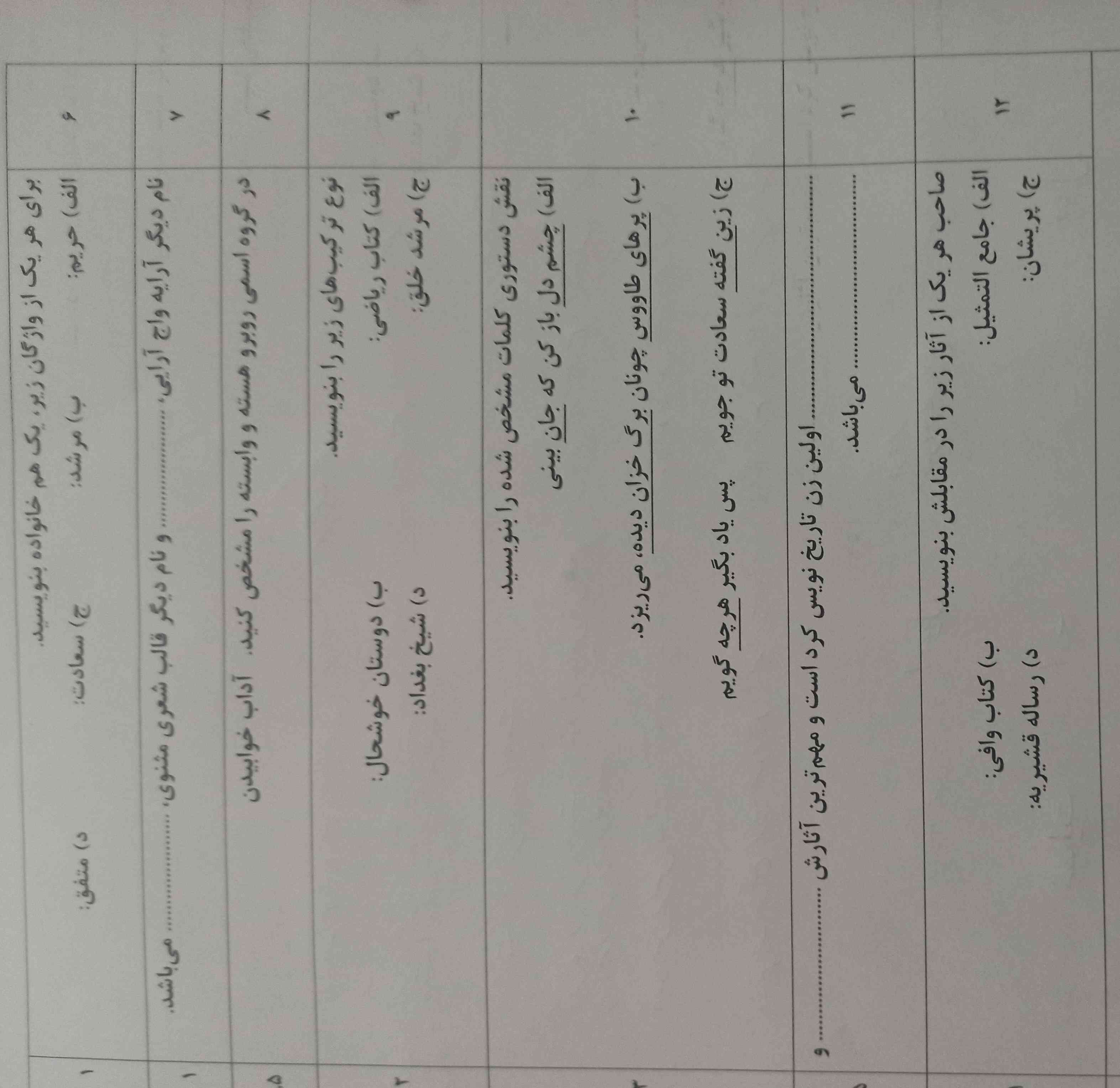 کسی جواب این سوال هارو می‌دونه تاج میدم به کسی که خوب و درست جواب بده