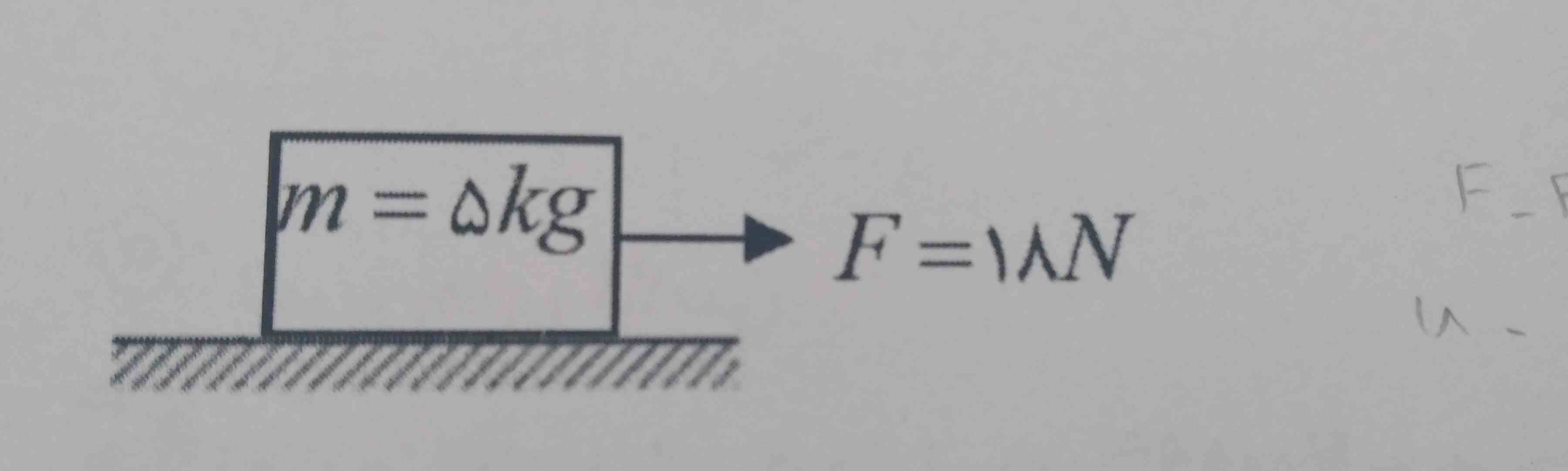 در شکل روبرو با وارد کردن نیروی ۱۸ نیوتن ، جسم با سرعت ثابت ۵۴ کیلومتر بر ساعت حرکت می‌کند نیروی اصطکاک جنبشی جسم چند نیوتن است ؟