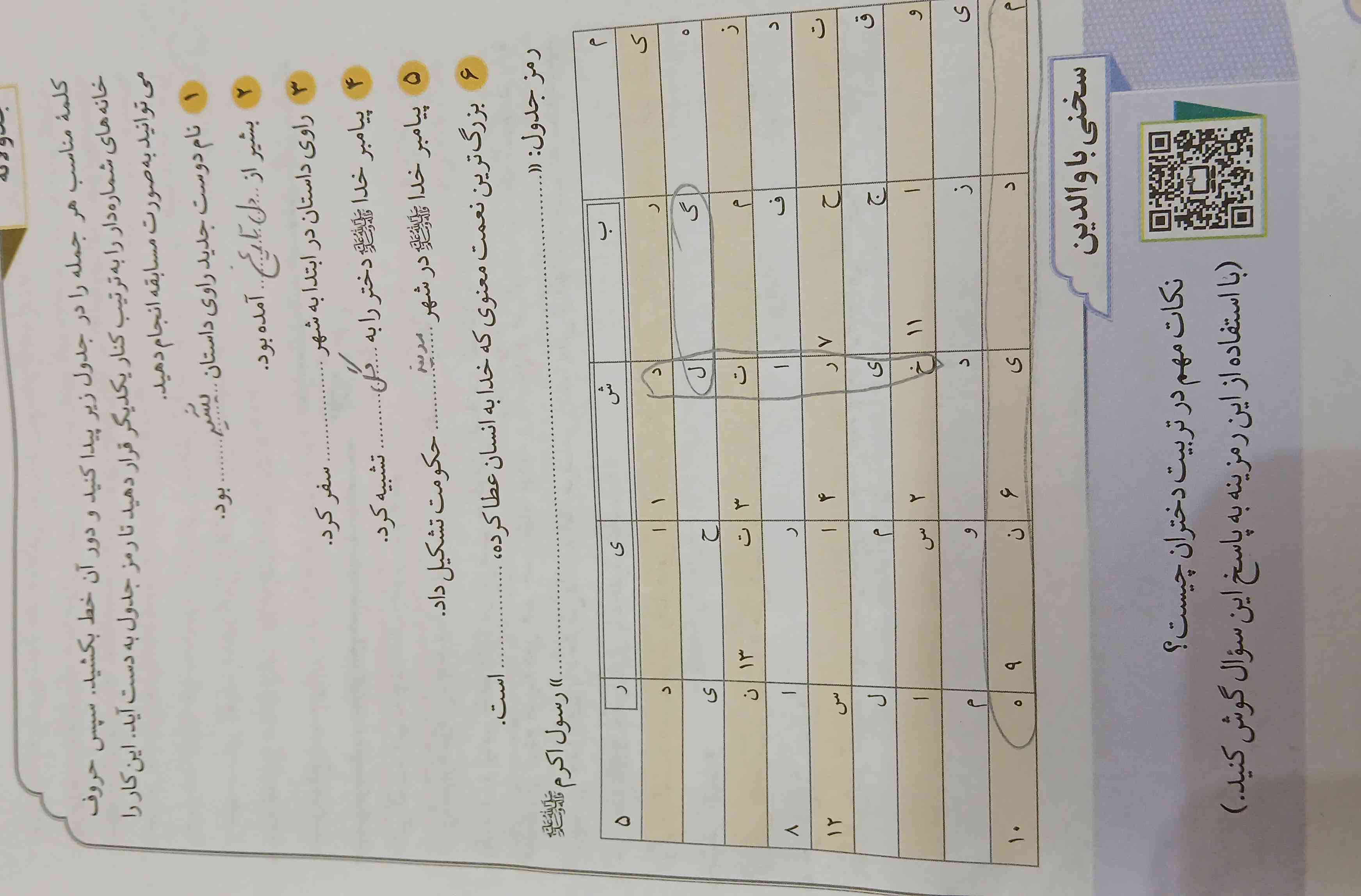 سلامم
میشه جوابش رو کامل بگین؟ ص ۱۳۲ دینی هفتم 
اولی میشه بشیر
دومی دل تاریخ
سومی رو لطفا
چهارمی میشه گل
پنجمی مدینه
ششمی رو اگه میشه