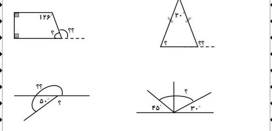 در هر شکل مقدار (؟)را به دست آورید 