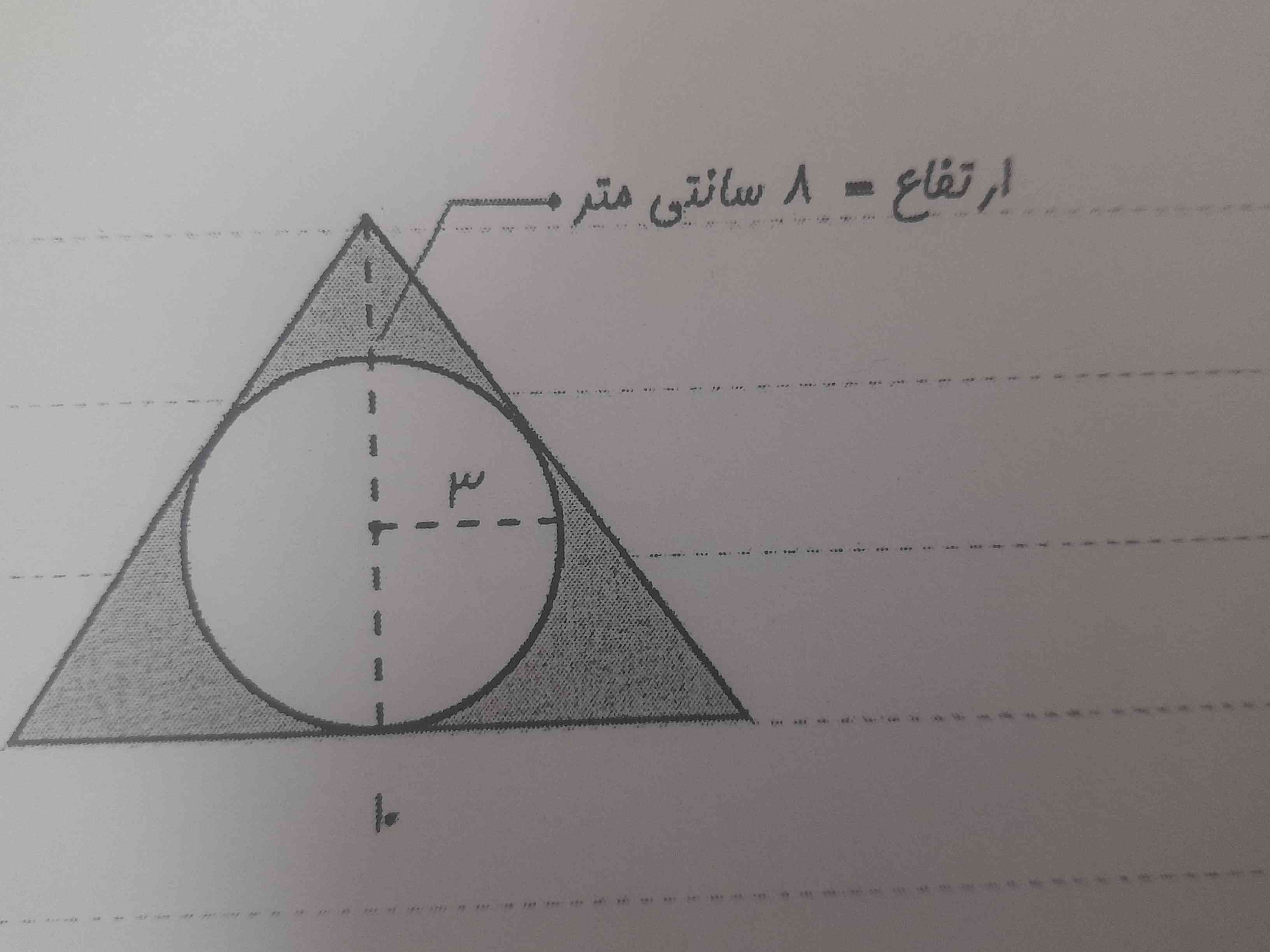 مساحت قسمت رنگی را به دست آورید