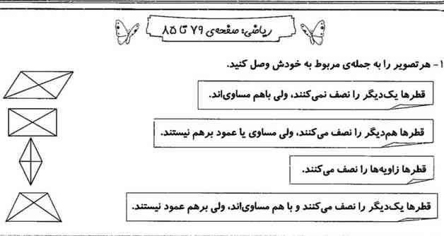 هر تصویر را به جملای مربوط به خودش وصل کنید