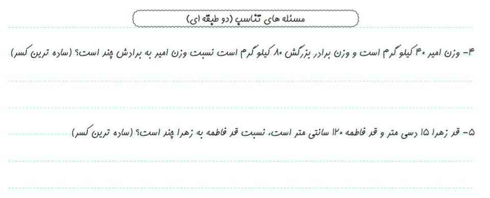 هرکی جواب درست با فرمول و جدول تناسب داد معرکه میدم