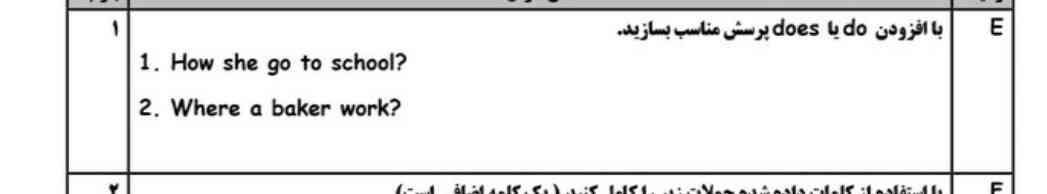 با افزودن doیاdoes به جمله ها پرسش مناسب بسازید؟