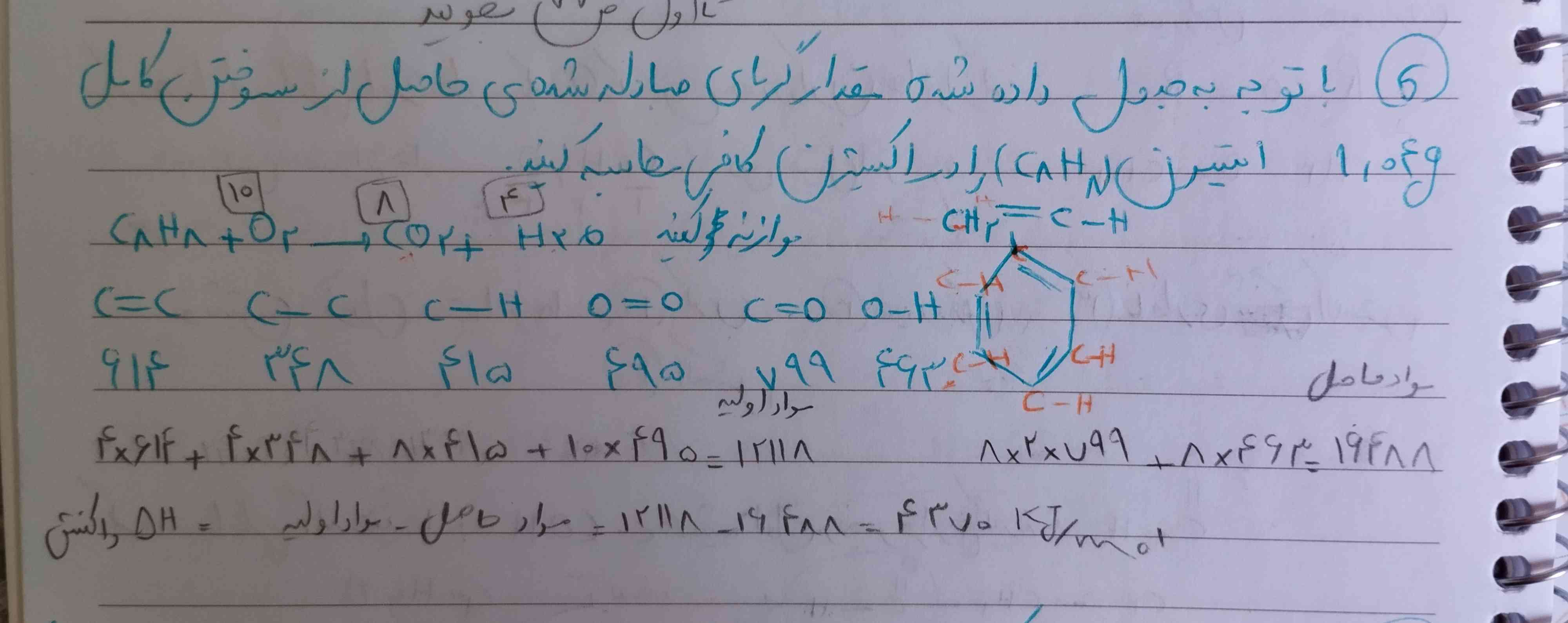 میشه بگید چجوری آنتالپی C⁸H⁸ رو بدست آورده؟