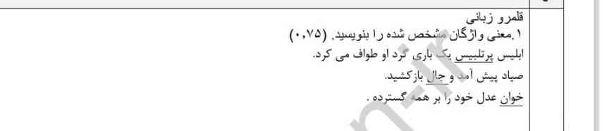 
معنی واژگان مشخص شده را بنویسید ؟