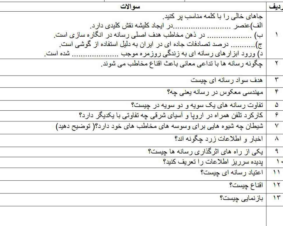 پاسخ این هارو لطفا بدین 
