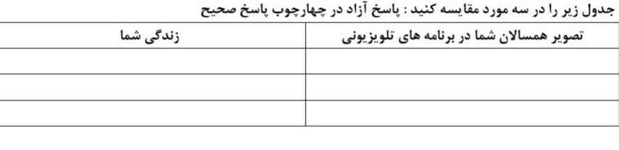 پاسخ جدول لطفا