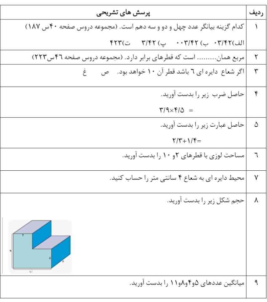 میشه برام این سوال بگید لطفاً لطفاً 