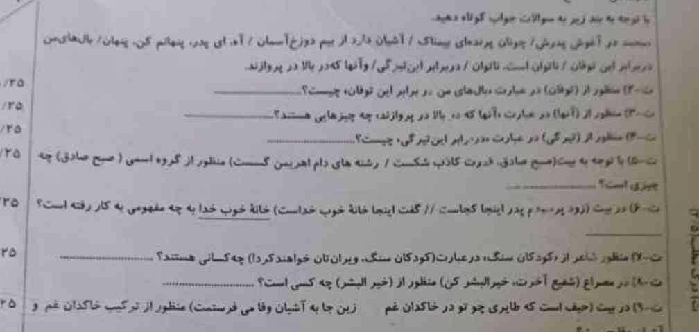 منظورازتوفان درعبارت بالهای من دربرابراین توفان چیست