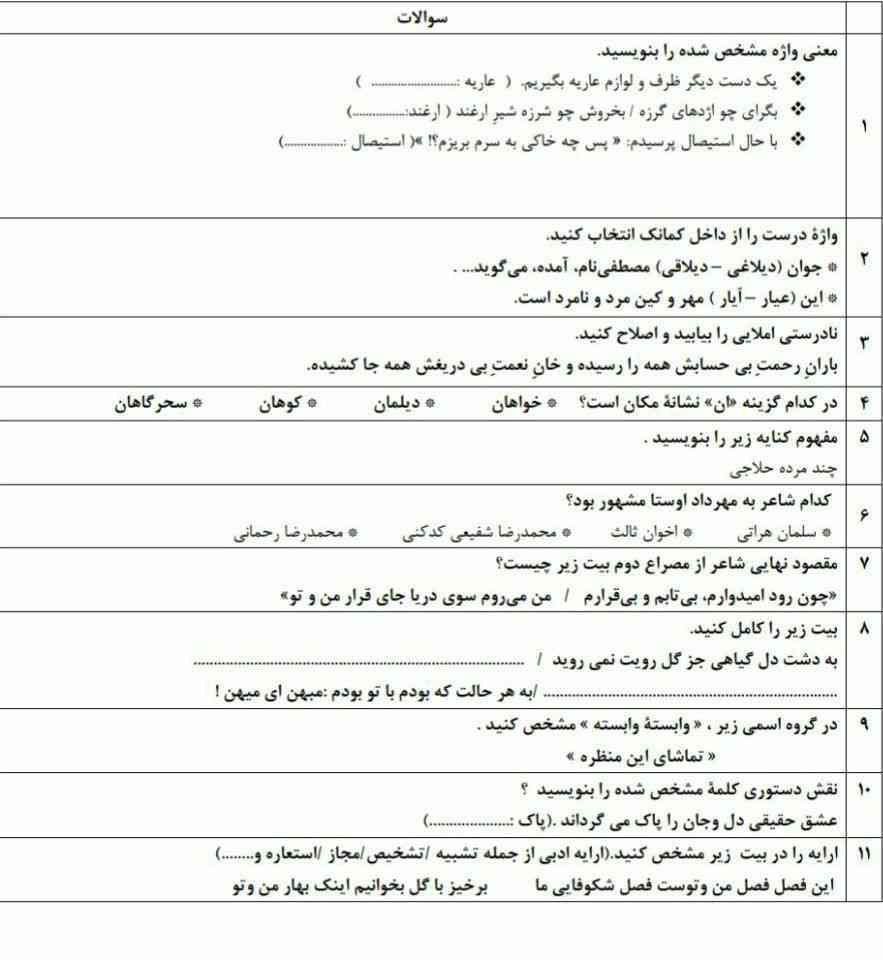 سلام نمونه سوعال نگارش