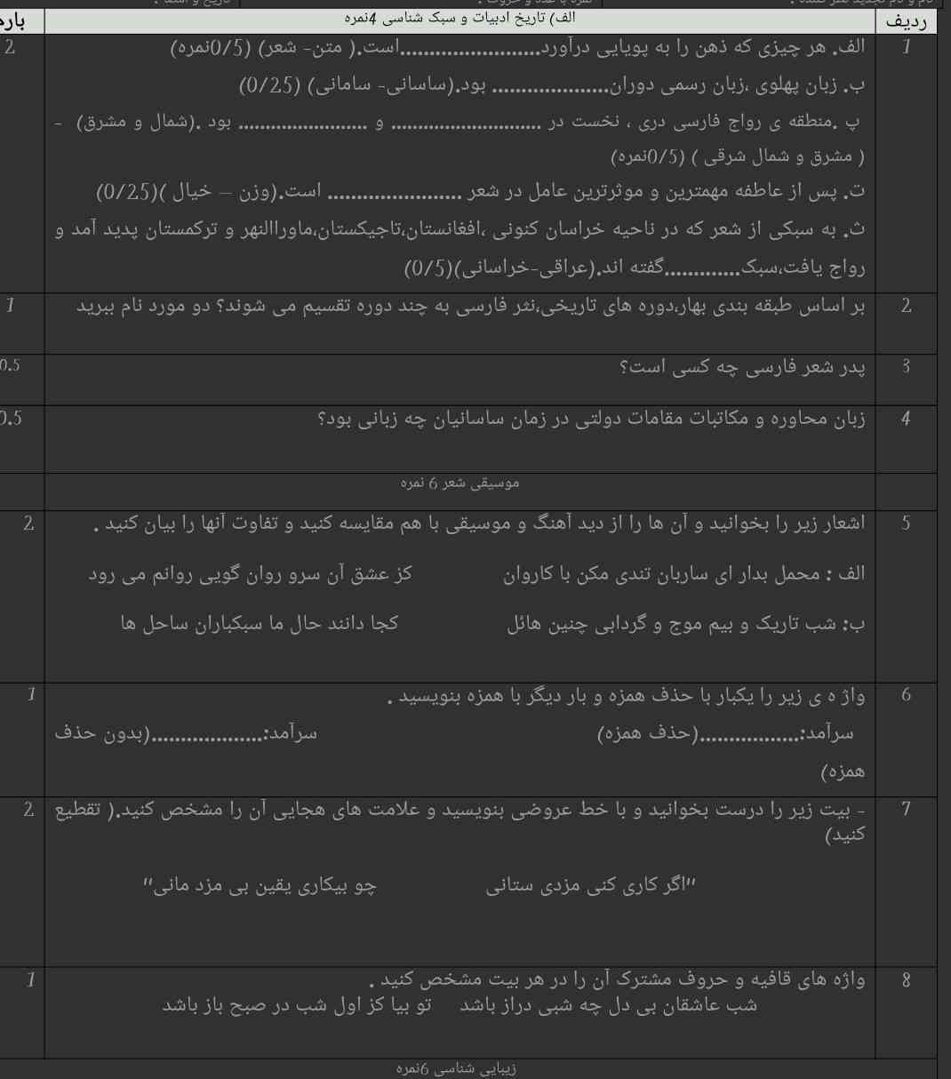 می‌خوام تمامی این سوال هارو پاسخ بدی