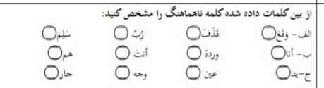 لطفاً به این سوال عربی جواب دهید ممنون


