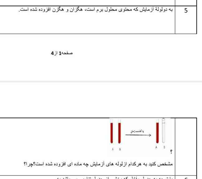 میشه یه نفر سریع بگه لوله A چه تغیری کرده و چه ماده ای ریخته شده؟؟!
لطفااااااا🙏🙏🙏🙏